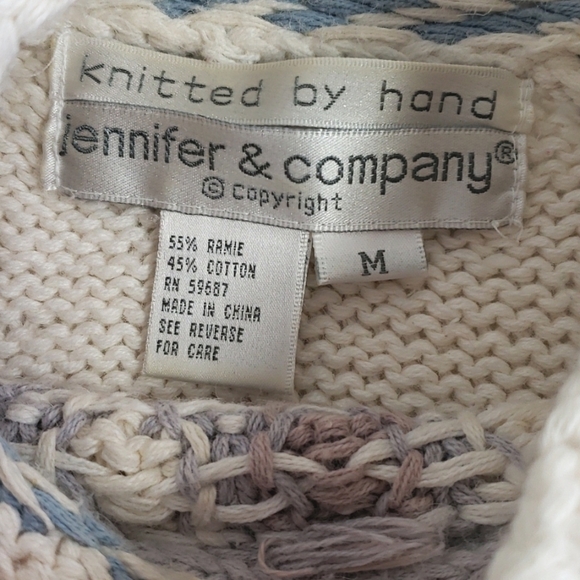 Vintage Handcrafted Cotton Ramie Bulky Sweater by Jennifer & Co. M - Picture 4 of 14